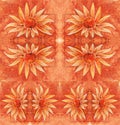 Abstract symmetrical textured flower pattern in red color