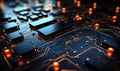 Abstract system board on the table close-up.