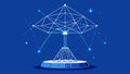 Abstract Table Lamp from lines and triangles, point connecting network on blue background. Illustration vector
