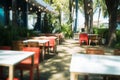 An abstract take on an outdoor restaurant scene for background use