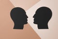 Abstract Talking Men. Simple Composition with Two Simple Black Human Heads.