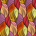 Abstract tangled leaves seamless pattern. Colorful wavy striped background. Endless backdrop. Vector illustration Royalty Free Stock Photo