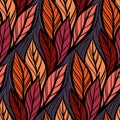 Abstract tangled leaves seamless pattern. Colorful wavy striped background. Endless backdrop. Vector illustration Royalty Free Stock Photo
