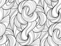 Abstract tangled waves seamless pattern. Black and white wavy striped background. Endless backdrop. Vector illustration