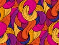 Abstract tangled waves seamless pattern. Colorful wavy striped background. Endless backdrop. Vector illustration