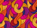 Abstract tangled waves seamless pattern. Colorful wavy striped background. Endless backdrop. Vector illustration Royalty Free Stock Photo