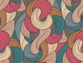 Abstract tangled waves seamless pattern. Colorful wavy striped background. Endless backdrop. Vector illustration Royalty Free Stock Photo