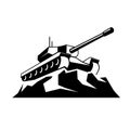 Abstract tank on a rock logo