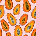 Abstract papayas summer vibes vector seamless pattern Royalty Free Stock Photo