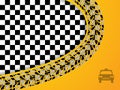 Abstract taxi design with checkered background