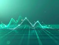 Abstract Teal Background with Data Graph and Mesh Structure Royalty Free Stock Photo