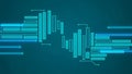 Abstract Teal and Blue Digital Bar Graph and Line Chart on Dark Teal Background data Royalty Free Stock Photo
