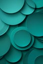 Abstract teal color circles background with overlapping layers for design Royalty Free Stock Photo