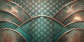 Abstract teal and copper geometric wall panel design featuring intricate linear and curvilinear patterns. Generative AI Royalty Free Stock Photo