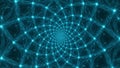 Abstract teal fractal network with glowing nodes and interconnected lines forming a spiral pattern Royalty Free Stock Photo