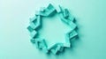 Abstract teal geometric shapes forming a circular frame on a pastel background. Generative AI Royalty Free Stock Photo
