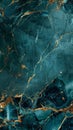 Abstract teal and gold marble texture with veins Royalty Free Stock Photo