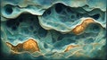 Abstract teal landscape, glowing caverns, digital art, textured background, wall art Royalty Free Stock Photo
