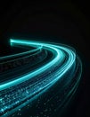 Abstract Teal Light Trails Flowing On Black Background With Tiny Particles Royalty Free Stock Photo