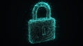 Abstract Teal Padlock on Black Background Secure Concept Royalty Free Stock Photo
