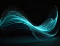Abstract Teal Wave with Glowing Particles on Black Background Royalty Free Stock Photo