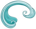 Abstract Teal Wave Swirl, Stylized Water Element with Flowing Lines Royalty Free Stock Photo