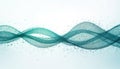 Abstract teal waves flow across white background with tiny dots. Smooth curves create dynamic motion effect, representing data Royalty Free Stock Photo