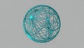 Abstract Teal Wireframe Sphere on Gray Background Royalty Free Stock Photo