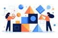 Abstract teamwork illustration featuring geometric shapes and vibrant colors Royalty Free Stock Photo
