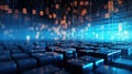 Abstract Tech Background with Digital Technology Cube and Binary Code AI Generated Royalty Free Stock Photo