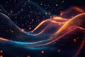 Abstract tech background. Digital wave particles form glowing patterns. Futuristic, dynamic design. Dynamic glowing particles Royalty Free Stock Photo