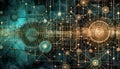 Abstract tech background with interconnected cyber cells, Generative AI.