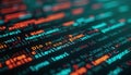 Abstract tech background programming code. Dynamic display of lines of code. Modern interface with glowing script. Focus on Royalty Free Stock Photo