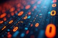 Abstract tech design showing binary code. Digital illustration of data structures. Abstract art with programming concepts. Modern Royalty Free Stock Photo