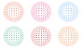 Abstract tech dot sphere, ball, globe, circle design in orange, pink, blue, green color on white background Royalty Free Stock Photo