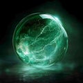Abstract tech globe with electric veins and energetic center, translucent green sphere Royalty Free Stock Photo