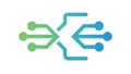 An Abstract Tech Icon Showing Merging Data Streams or Circuits, vector design Generative AI Royalty Free Stock Photo