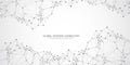 Abstract tech network connection dots. Digital technology and big data analysis background. Grey background with plexus Royalty Free Stock Photo