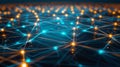 Abstract Tech Network: Glowing Nodes & Connections In Cyber Space. AI Neural Network, Blockchain, Internet, Data Visualization Royalty Free Stock Photo