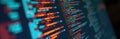 Abstract tech programming code on screen. Software development, coding script on monitor, data analysis. Concept of cyberspace, Royalty Free Stock Photo