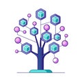 Abstract Tech Tree with Cubes and Spheres Representing Data Nodes and Network Connections Royalty Free Stock Photo