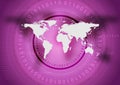 Abstract tech violet background with world map Royalty Free Stock Photo