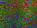 Abstract technological background with digits and lines. Web developer programmer monitor screen display. Abstract source code Royalty Free Stock Photo