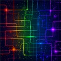 Abstract technological circuitry network design with glowing interconnected lines. Royalty Free Stock Photo