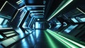 Abstract technological corridor with digital glowing lights and futuristic design