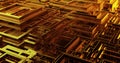 Abstract technological gold background. 3d rendering Royalty Free Stock Photo