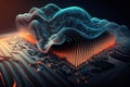 Abstract technology background. Analysis of big data. Glow information waves in futuristic style. Generative AI