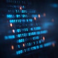 Abstract technology background with binary code data stream and cinematic light effects Royalty Free Stock Photo