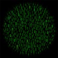 Abstract technology background with binary computer code in circle shape Royalty Free Stock Photo