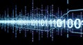 Abstract technology background with blue binary code stream for concept of big data, cybersecurity, or internet Royalty Free Stock Photo